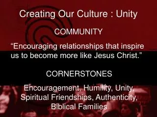 Creating Our Culture : Unity