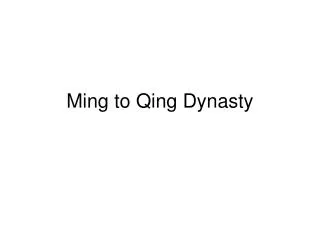 Ming to Qing Dynasty