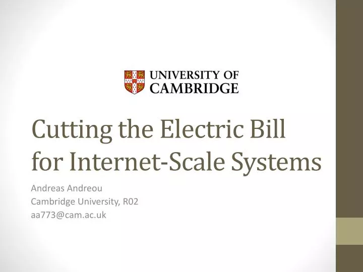 cutting the electric bill for internet scale systems
