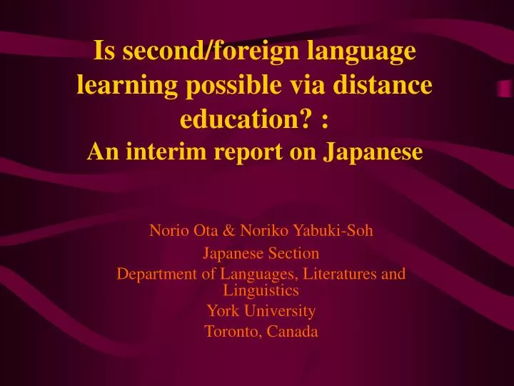 is second foreign language learning possible via distance education an interim report on japanese