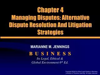 Chapter 4 Managing Disputes: Alternative Dispute Resolution And Litigation Strategies