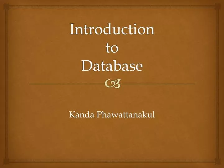 introduction to d atabase
