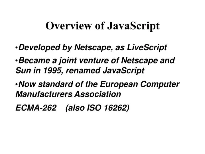 overview of javascript
