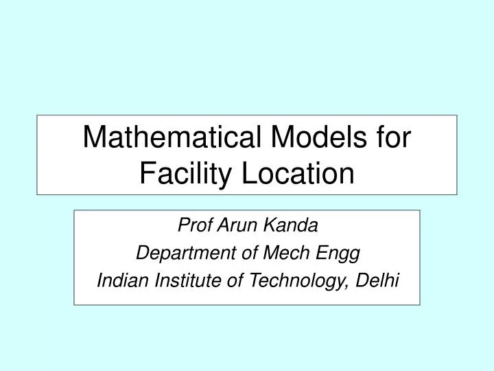 mathematical models for facility location