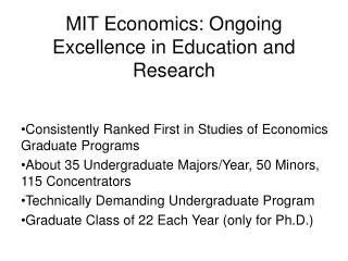 MIT Economics: Ongoing Excellence in Education and Research