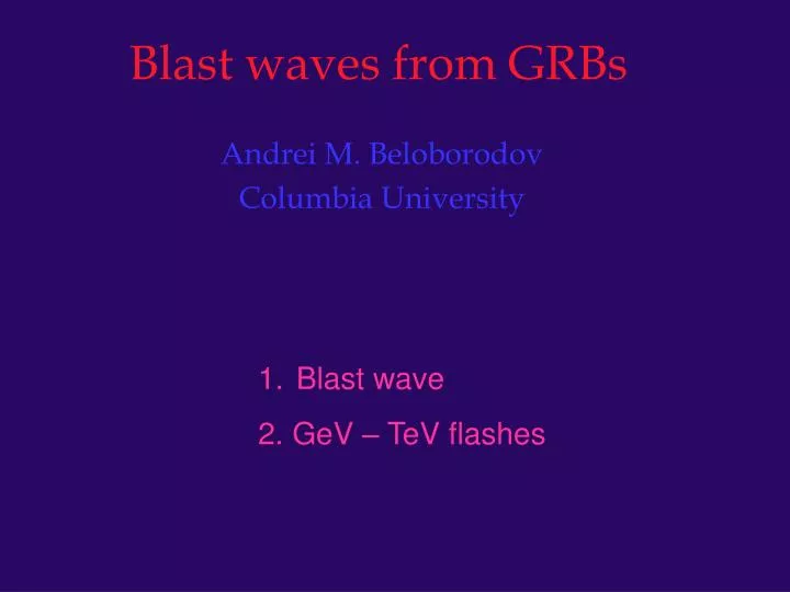 blast waves from grbs