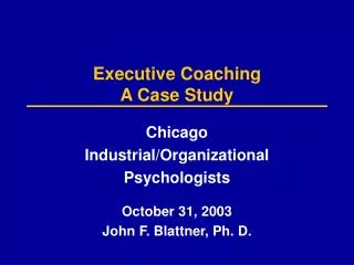 Executive Coaching A Case Study