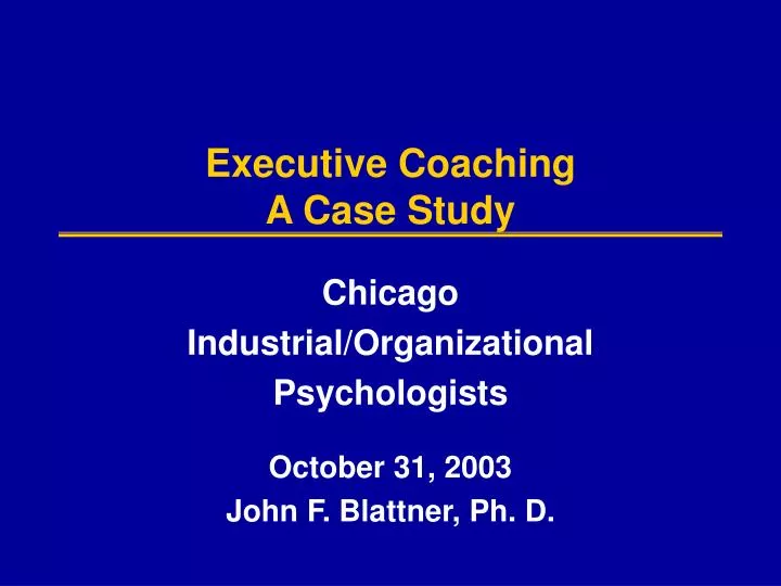 executive coaching a case study