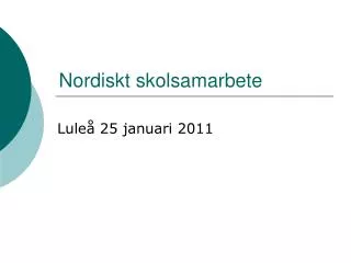 Nordiskt skolsamarbete