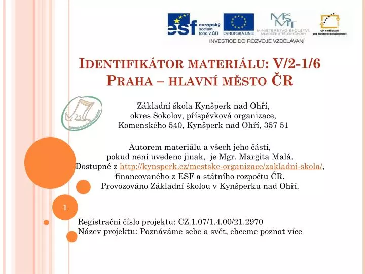 identifik tor materi lu v 2 1 6 praha hlavn m sto r