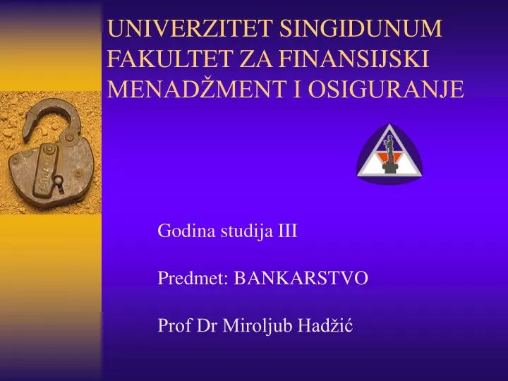 univer zitet singidunum fakultet za finansijski menad ment i osiguranje