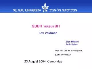 QUBIT VERSUS BIT