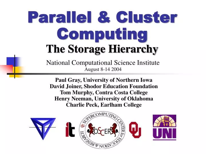 parallel cluster computing the storage hierarchy