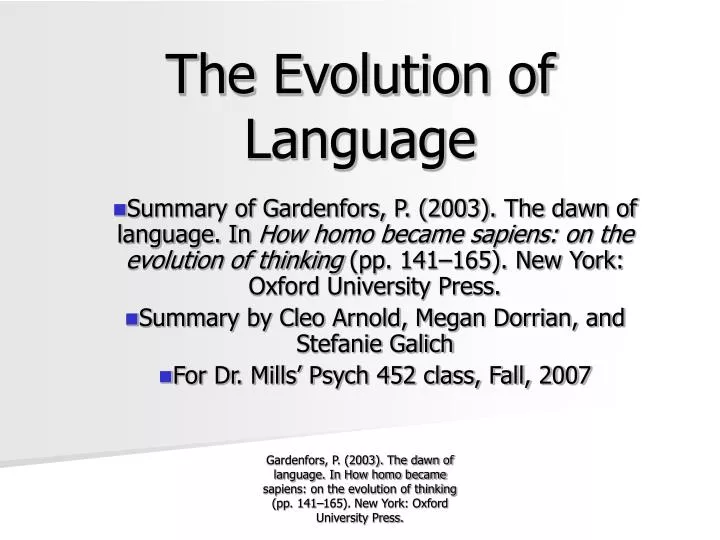 the evolution of language
