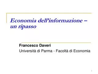 economia dell informazione un ripasso