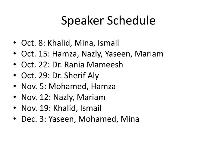 speaker schedule