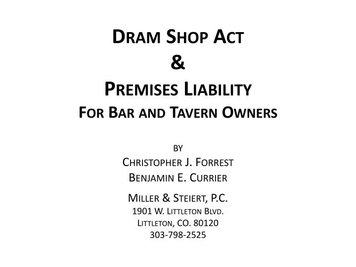 dram shop act premises liability for bar and tavern owners