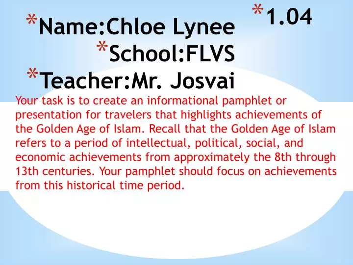 name chloe lynee school flvs teacher mr josvai