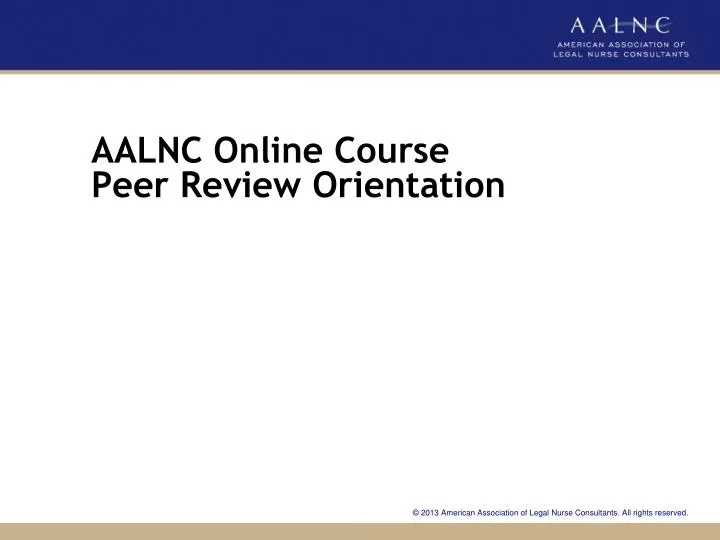 aalnc online course peer review orientation
