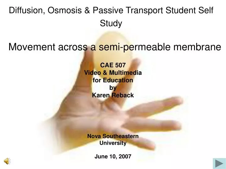 diffusion osmosis passive transport student self study