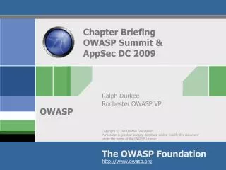 Chapter Briefing OWASP Summit &amp; AppSec DC 2009