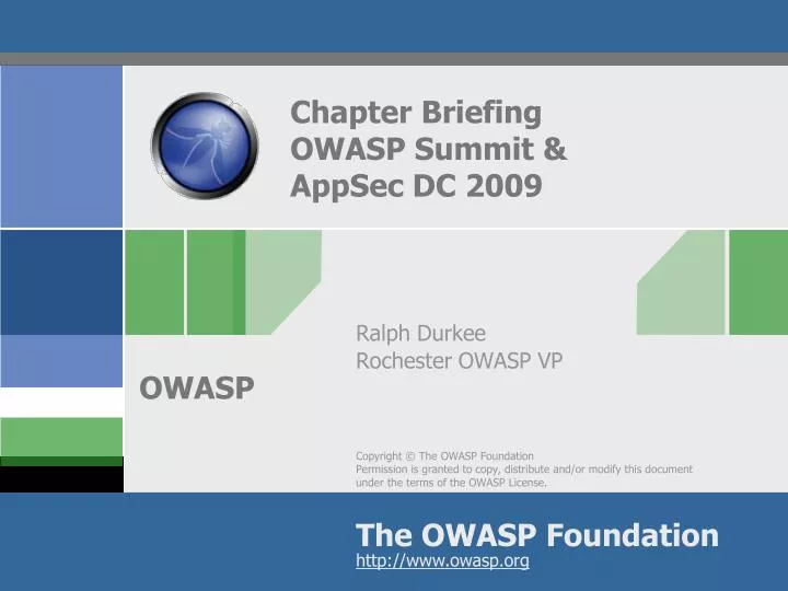 chapter briefing owasp summit appsec dc 2009