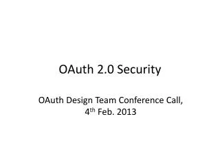 OAuth 2.0 Security