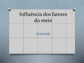 influ ncia dos fatores do meio