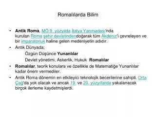 romal larda bilim