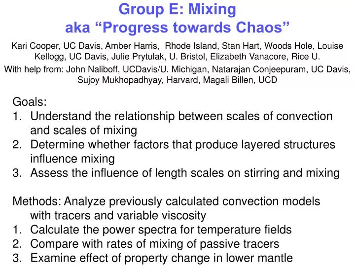 group e mixing aka progress towards chaos