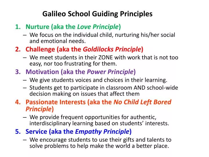 galileo school guiding principles
