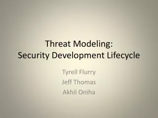 Threat Modeling: Security Development Lifecycle