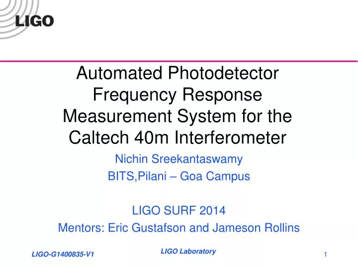 automated photodetector frequency response measurement system for the caltech 40m i nterferometer