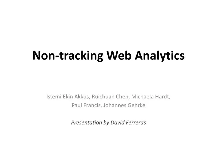 non tracking web analytics