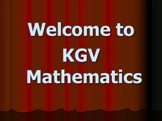 Welcome to KGV Mathematics