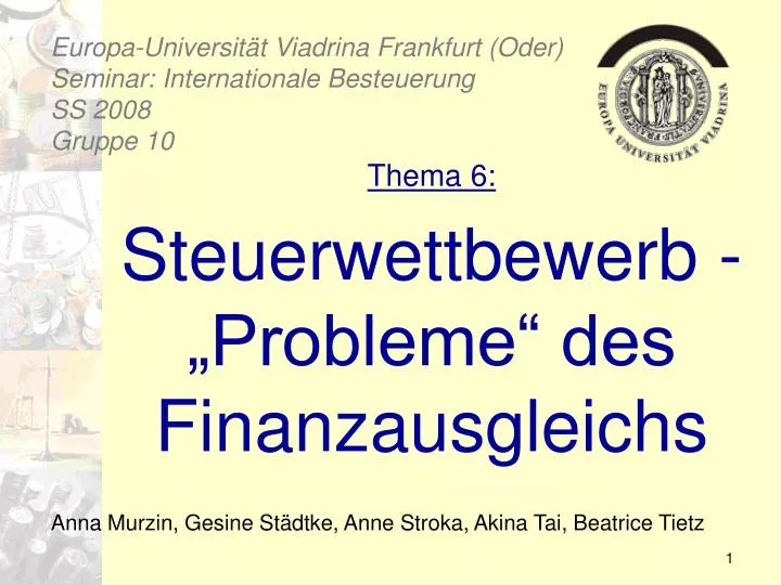 europa universit t viadrina frankfurt oder seminar internationale besteuerung ss 2008 gruppe 10