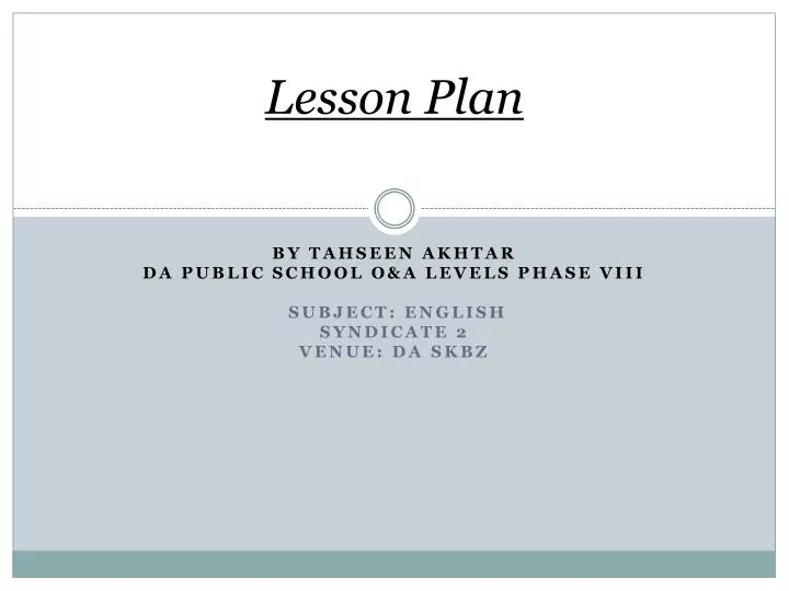 lesson plan