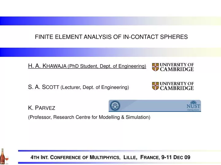 finite element analysis of in contact spheres