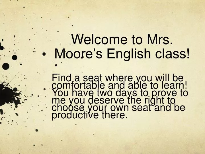 welcome to mrs moore s english class