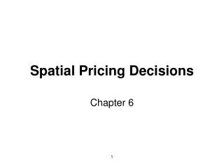 Spatial Pricing Decisions