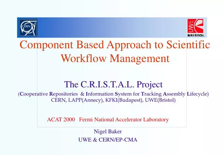 component based approach to scientific workflow management