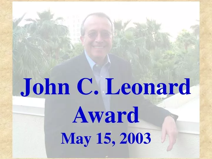 john c leonard award