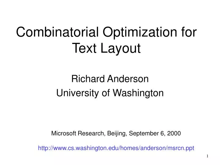 combinatorial optimization for text layout