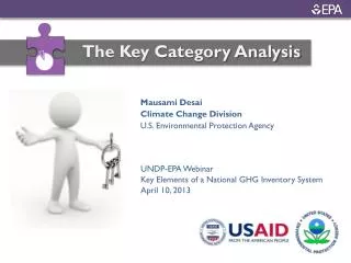 UNDP-EPA Webinar Key Elements of a National GHG Inventory System April 10, 2013