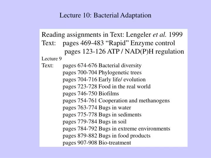 lecture 10 bacterial adaptation