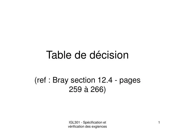 table de d cision