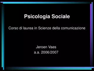 psicologia sociale corso di laurea in scienze della comunicazione