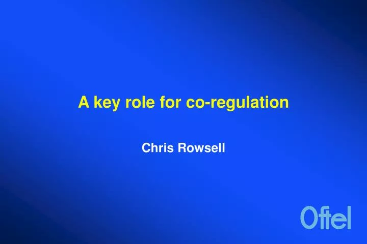 a key role for co regulation