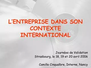 l entreprise dans son contexte international