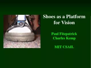 shoes as a platform for vision paul fitzpatrick charles kemp mit csail